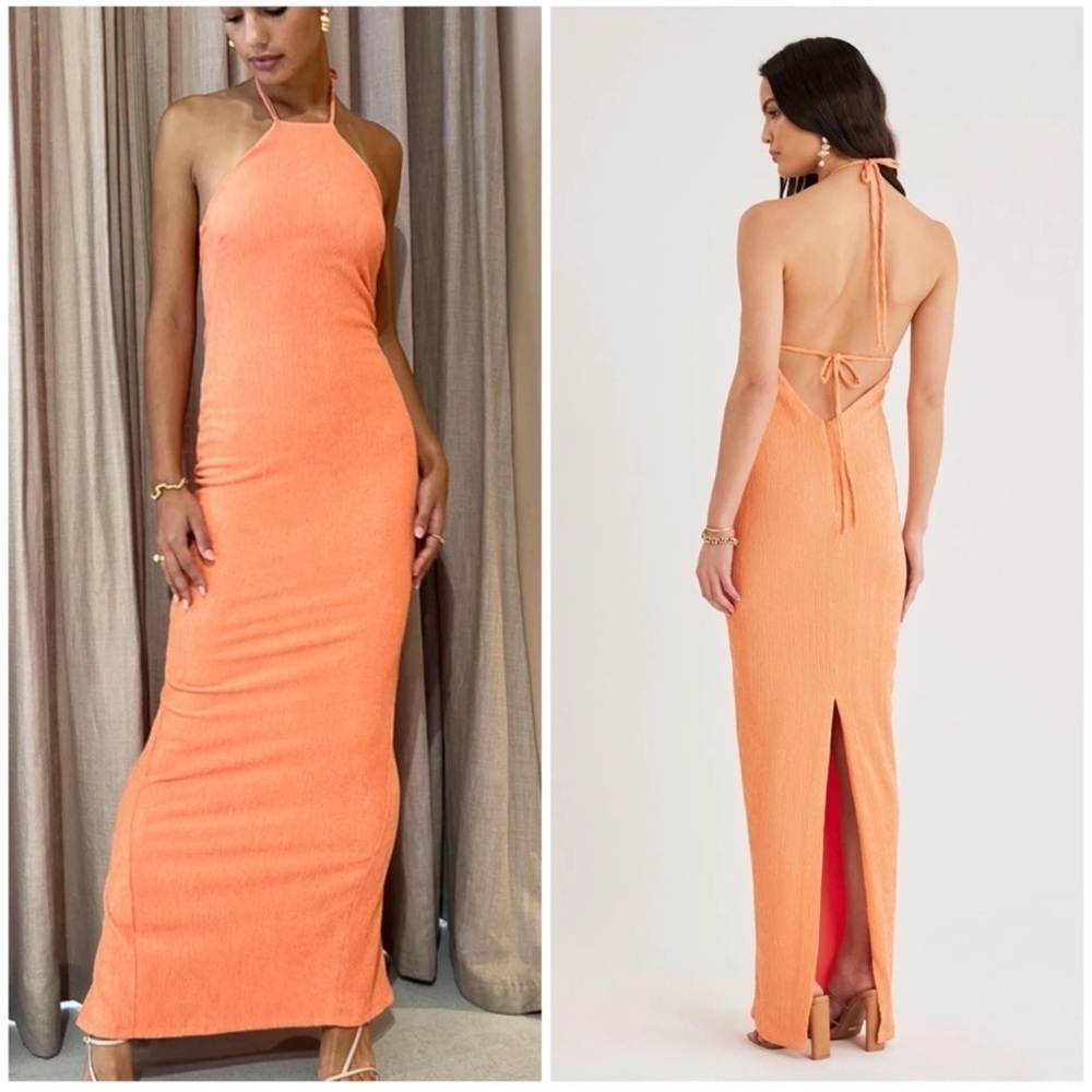 Rumer The Label Katia Maxi Dress Coral Halter New with Tags!